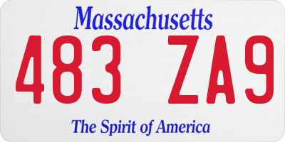 MA license plate 483ZA9