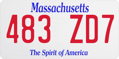 MA license plate 483ZD7