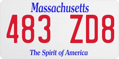 MA license plate 483ZD8
