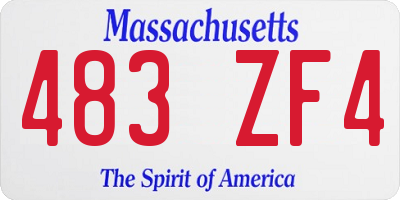 MA license plate 483ZF4