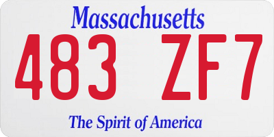 MA license plate 483ZF7