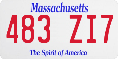 MA license plate 483ZI7