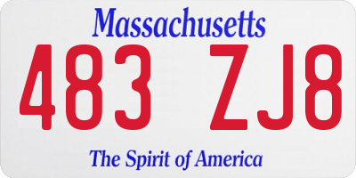 MA license plate 483ZJ8