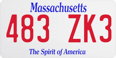 MA license plate 483ZK3