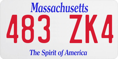 MA license plate 483ZK4