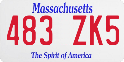 MA license plate 483ZK5