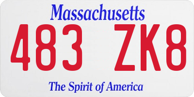 MA license plate 483ZK8
