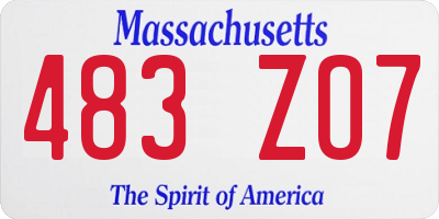 MA license plate 483ZO7