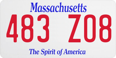 MA license plate 483ZO8