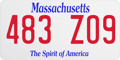 MA license plate 483ZO9
