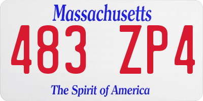 MA license plate 483ZP4