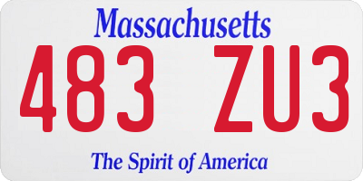 MA license plate 483ZU3