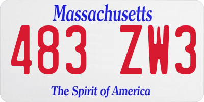 MA license plate 483ZW3