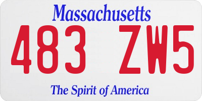 MA license plate 483ZW5