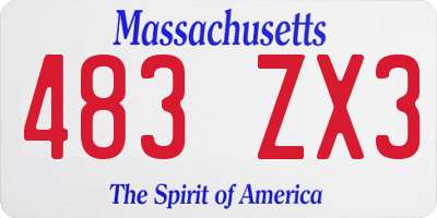 MA license plate 483ZX3