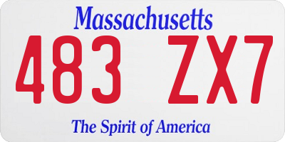 MA license plate 483ZX7