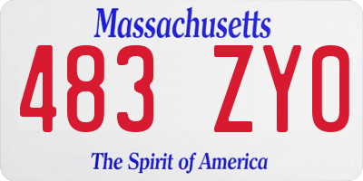 MA license plate 483ZY0