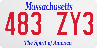 MA license plate 483ZY3