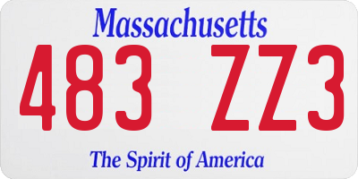 MA license plate 483ZZ3