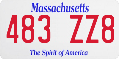 MA license plate 483ZZ8
