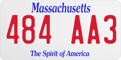 MA license plate 484AA3