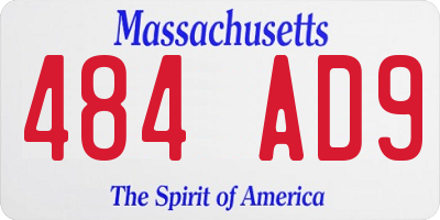 MA license plate 484AD9
