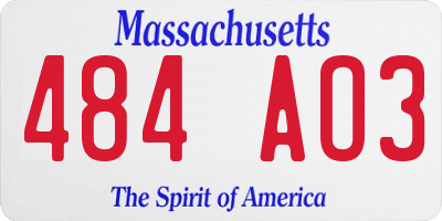 MA license plate 484AO3