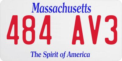 MA license plate 484AV3