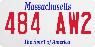 MA license plate 484AW2