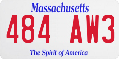MA license plate 484AW3
