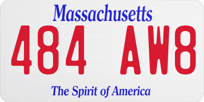 MA license plate 484AW8