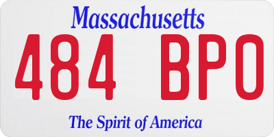 MA license plate 484BP0