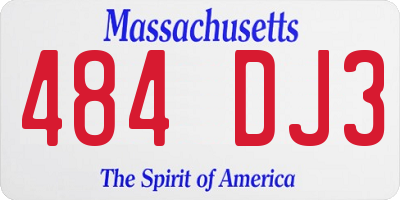 MA license plate 484DJ3