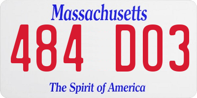 MA license plate 484DO3