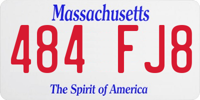 MA license plate 484FJ8