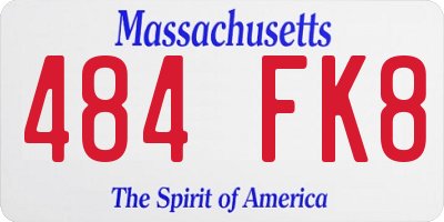 MA license plate 484FK8