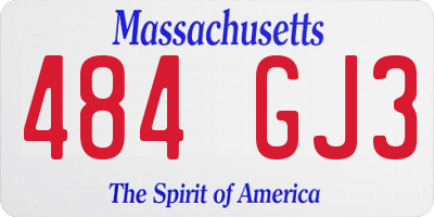 MA license plate 484GJ3