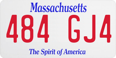 MA license plate 484GJ4