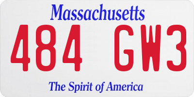 MA license plate 484GW3