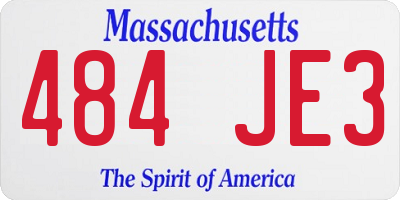 MA license plate 484JE3