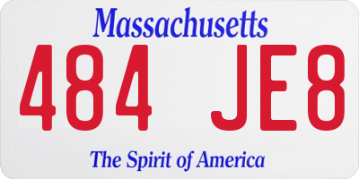 MA license plate 484JE8