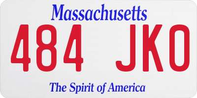 MA license plate 484JK0