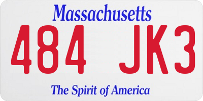 MA license plate 484JK3