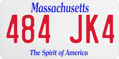 MA license plate 484JK4