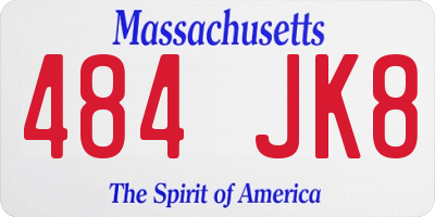 MA license plate 484JK8