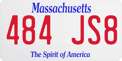 MA license plate 484JS8