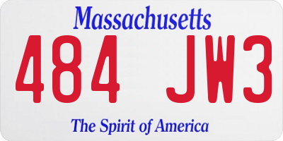MA license plate 484JW3