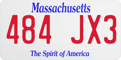 MA license plate 484JX3