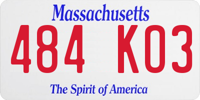 MA license plate 484KO3