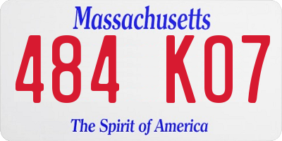 MA license plate 484KO7